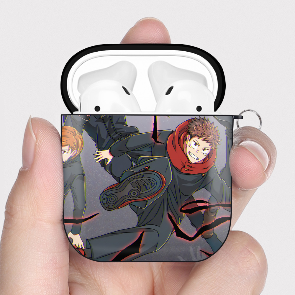 （画像用） 呪術廻戦 Jujutsu Kaisen AirPods 第2世代保護ケース ハードシェル ブラック 耐衝撃・防指紋・カラビナ付き