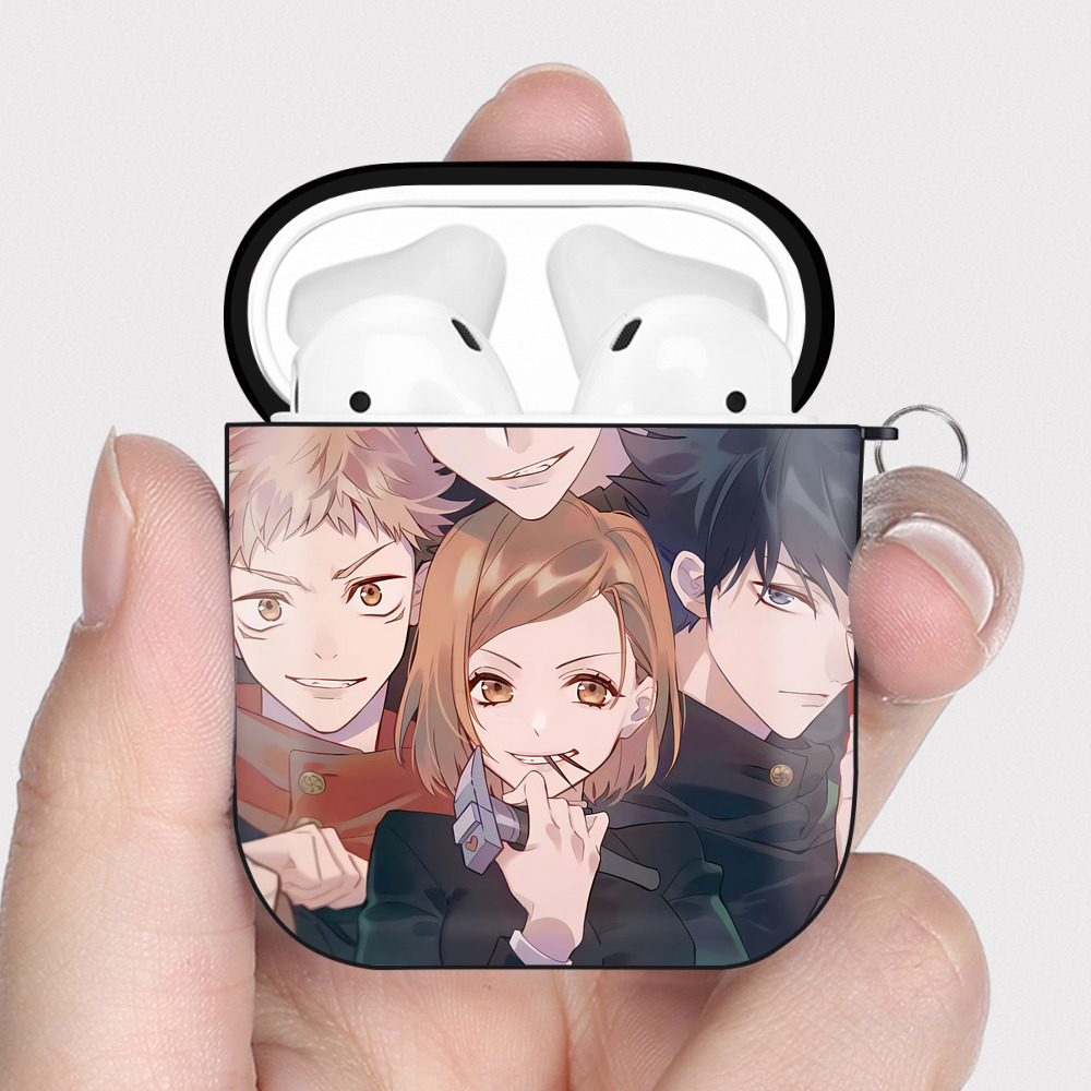 （画像用） 呪術廻戦 Jujutsu Kaisen AirPods 第2世代保護ケース ハードシェル ブラック 耐衝撃・防指紋・カラビナ付き