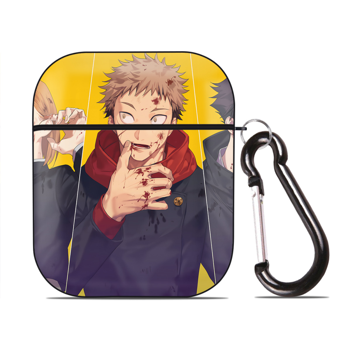 （画像用） 呪術廻戦 Jujutsu Kaisen AirPods 第2世代保護ケース ハードシェル ブラック 耐衝撃・防指紋・カラビナ付き