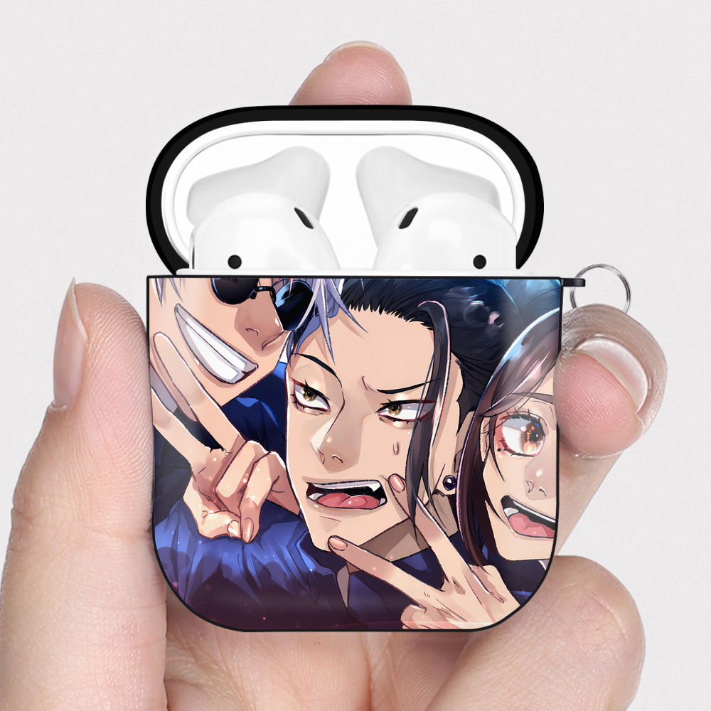 （画像用） 呪術廻戦 Jujutsu Kaisen AirPods 第2世代保護ケース ハードシェル ブラック 耐衝撃・防指紋・カラビナ付き