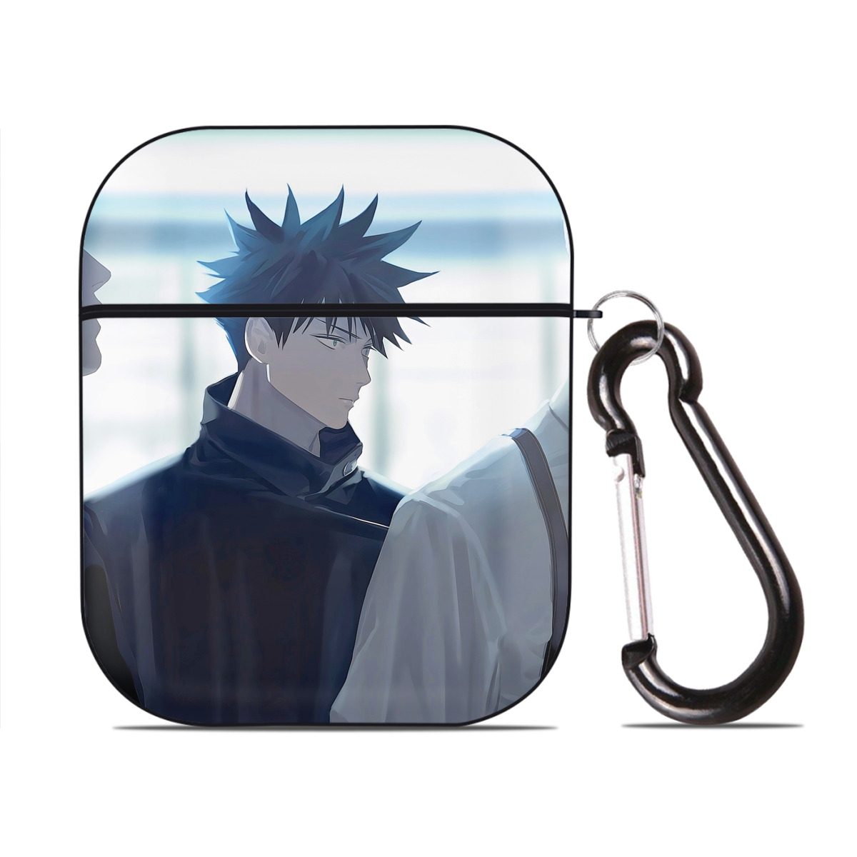 （画像用） 呪術廻戦 Jujutsu Kaisen AirPods 第2世代保護ケース ハードシェル ブラック 耐衝撃・防指紋・カラビナ付き