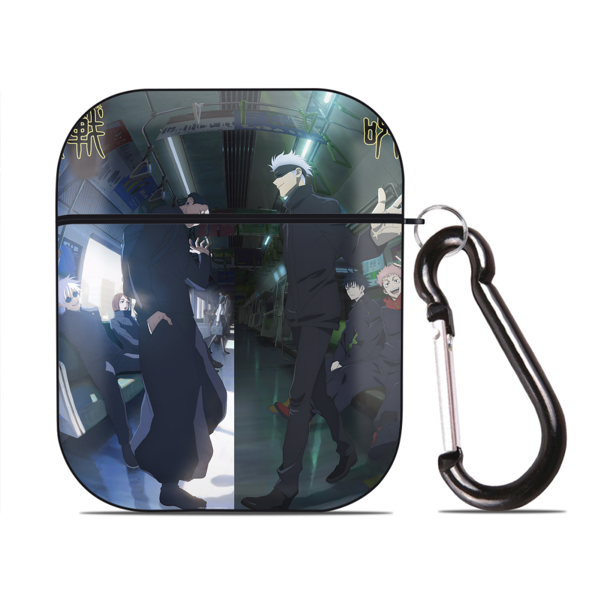 （画像用） 呪術廻戦 Jujutsu Kaisen AirPods 第2世代保護ケース ハードシェル ブラック 耐衝撃・防指紋・カラビナ付き