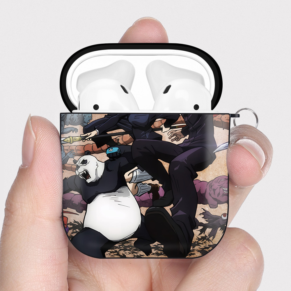 （画像用） 呪術廻戦 Jujutsu Kaisen AirPods 第2世代保護ケース ハードシェル ブラック 耐衝撃・防指紋・カラビナ付き