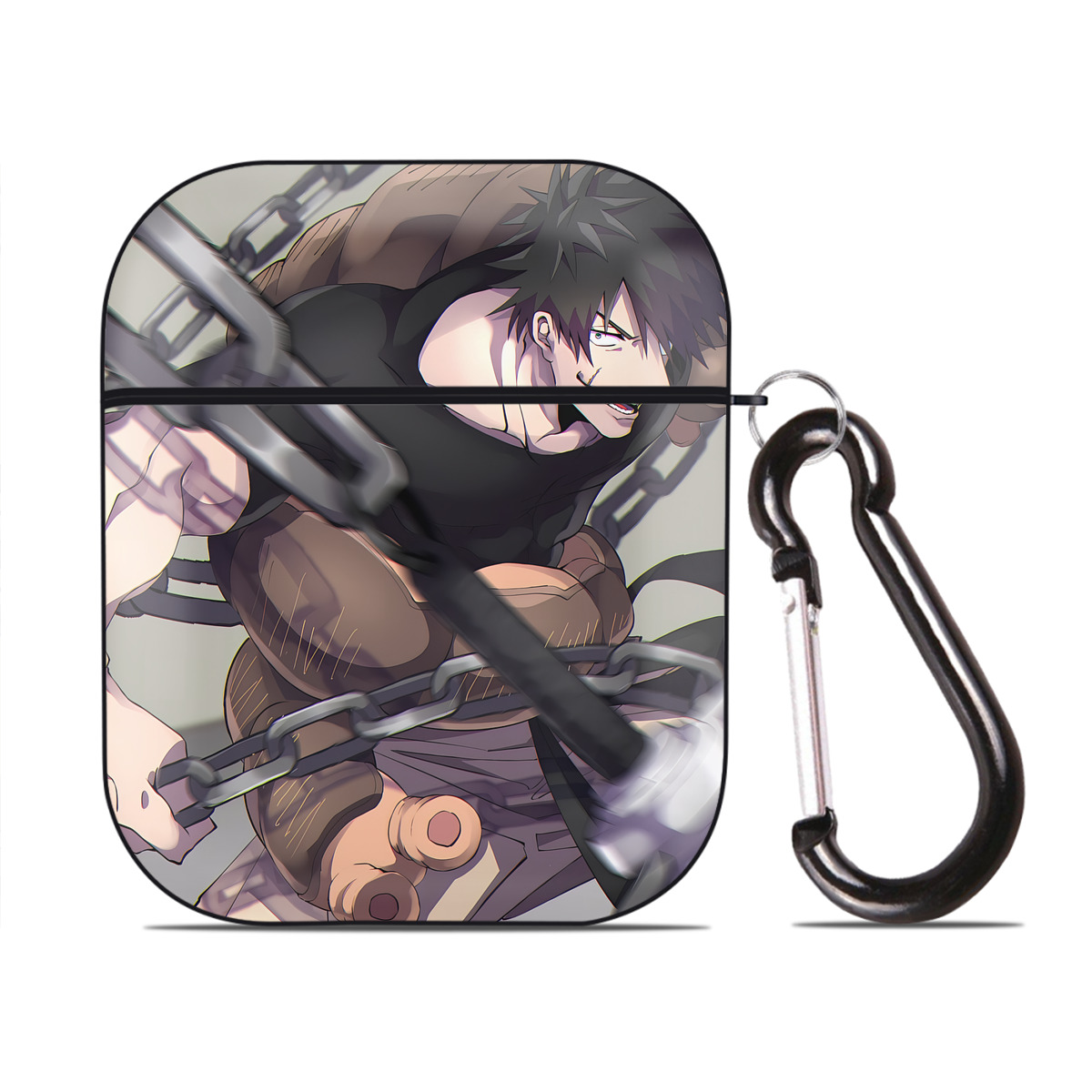 （画像用） 呪術廻戦 Jujutsu Kaisen AirPods 第2世代保護ケース ハードシェル ブラック 耐衝撃・防指紋・カラビナ付き