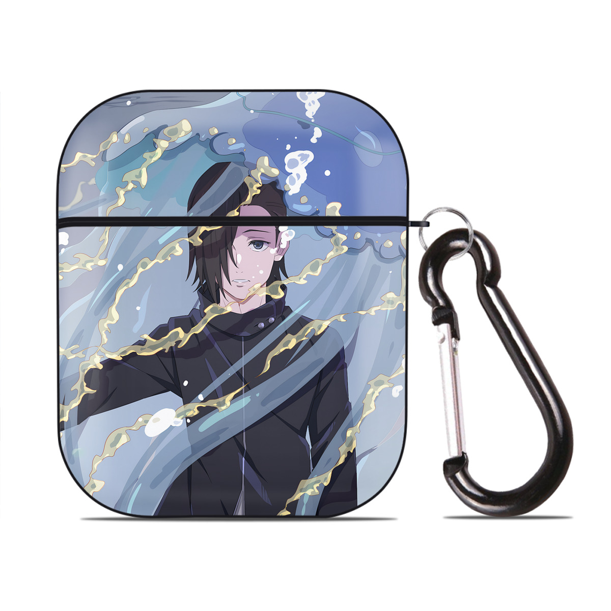 （画像用） 呪術廻戦 Jujutsu Kaisen AirPods 第2世代保護ケース ハードシェル ブラック 耐衝撃・防指紋・カラビナ付き
