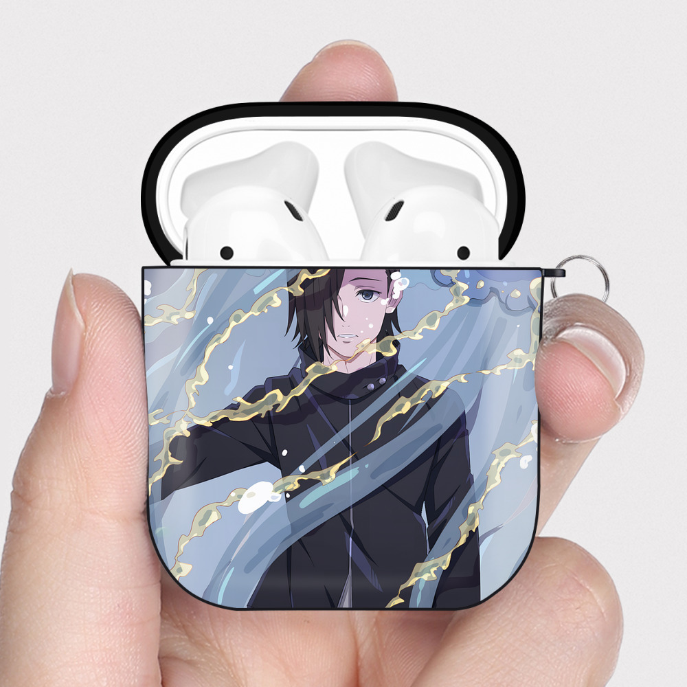 （画像用） 呪術廻戦 Jujutsu Kaisen AirPods 第2世代保護ケース ハードシェル ブラック 耐衝撃・防指紋・カラビナ付き