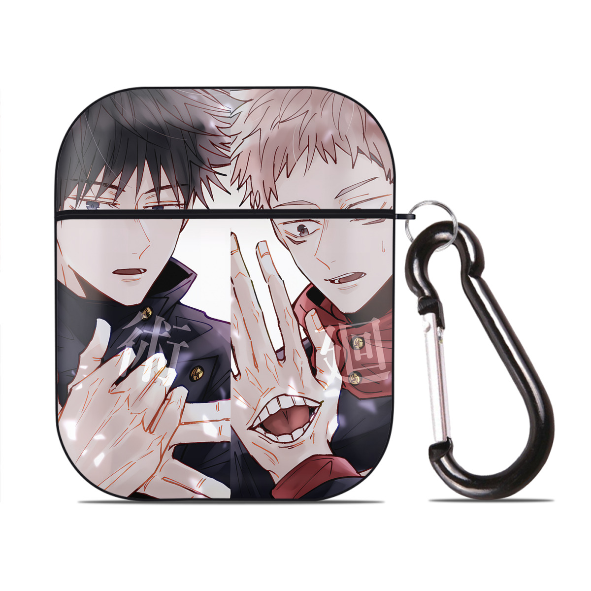 （画像用） 呪術廻戦 Jujutsu Kaisen AirPods 第2世代保護ケース ハードシェル ブラック 耐衝撃・防指紋・カラビナ付き