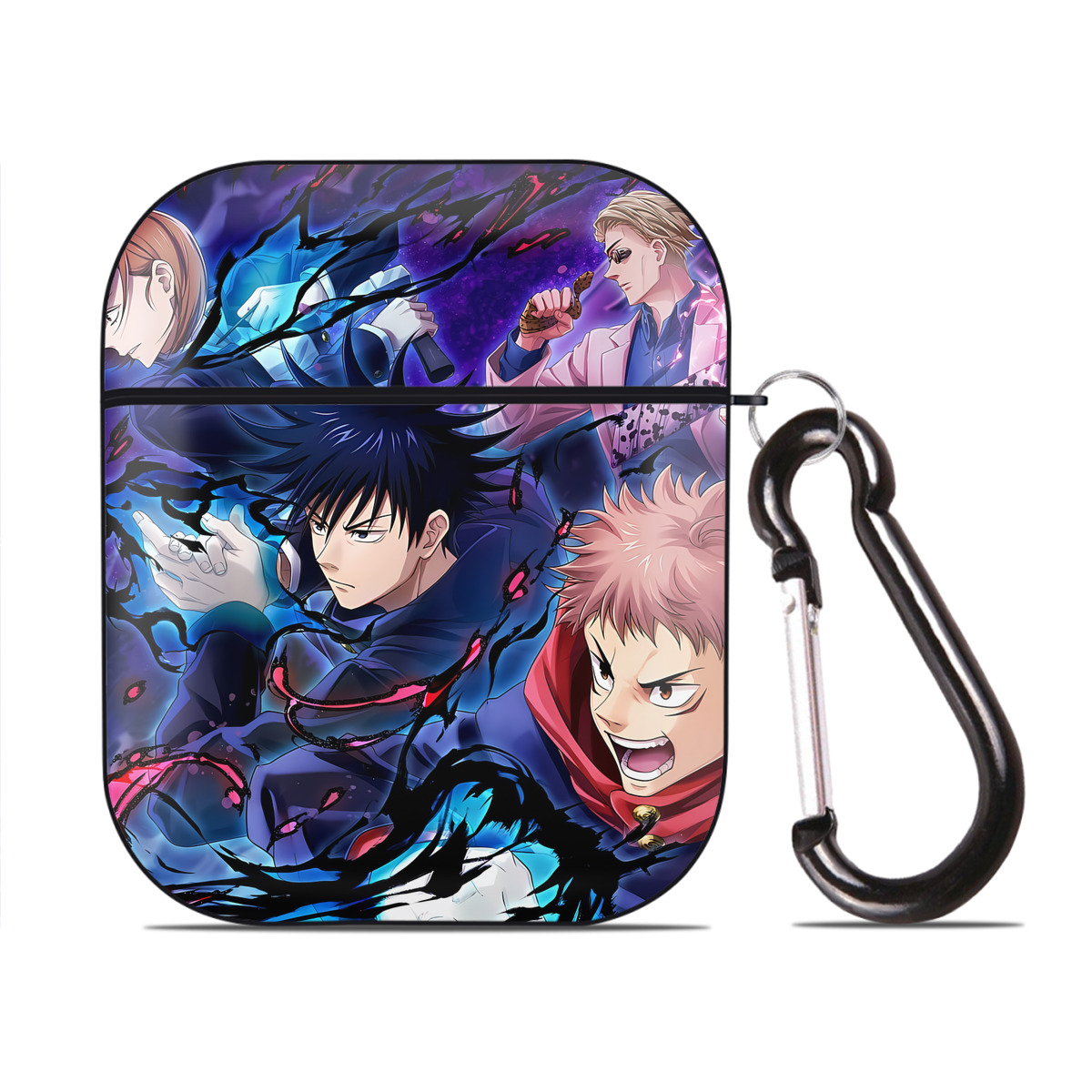 （画像用） 呪術廻戦 Jujutsu Kaisen AirPods 第2世代保護ケース ハードシェル ブラック 耐衝撃・防指紋・カラビナ付き