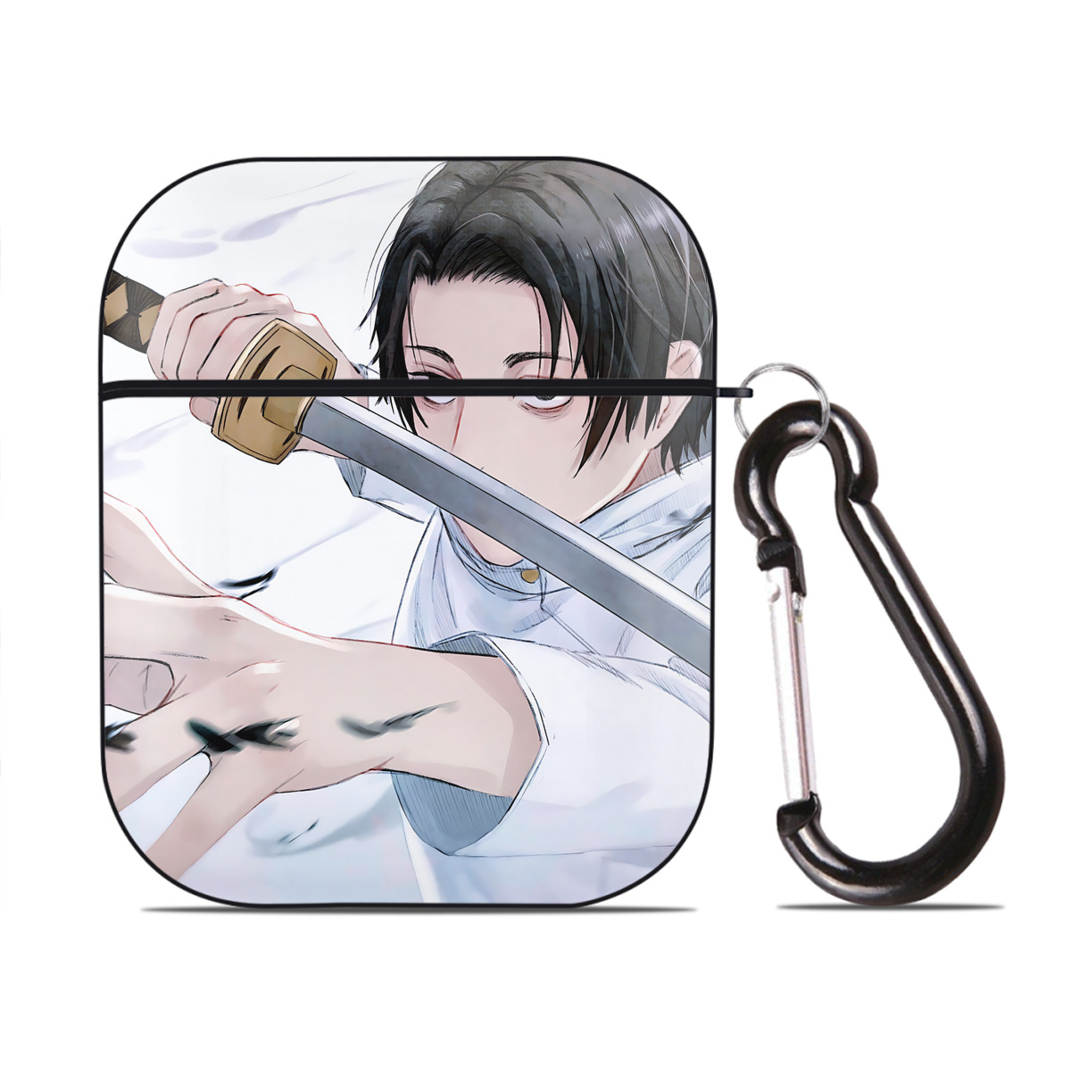 （画像用） 呪術廻戦 Jujutsu Kaisen AirPods 第2世代保護ケース ハードシェル ブラック 耐衝撃・防指紋・カラビナ付き