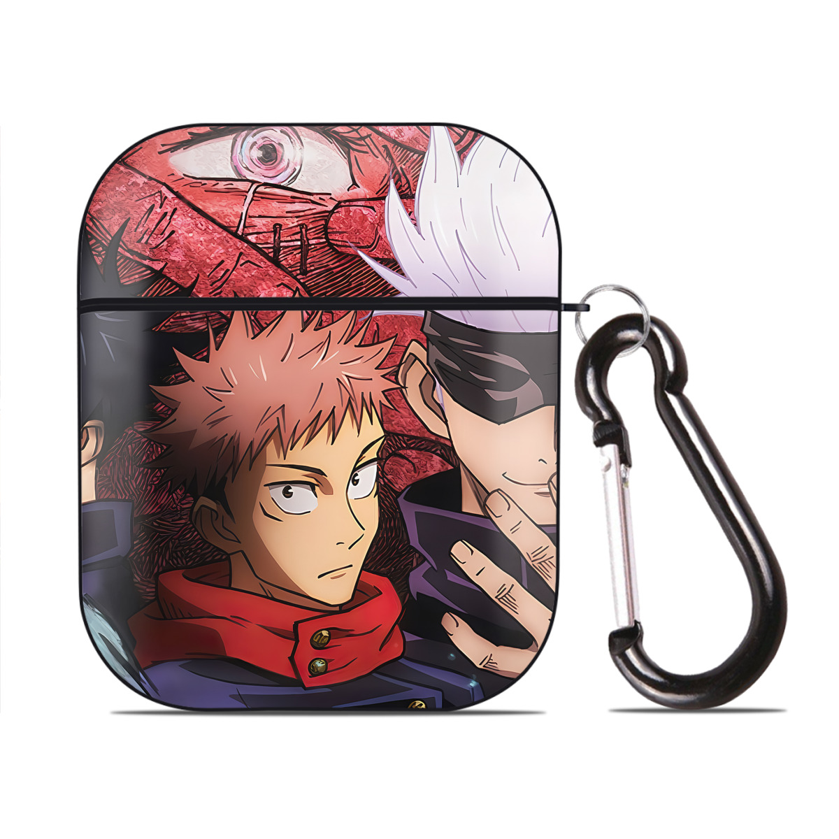 （画像用） 呪術廻戦 Jujutsu Kaisen AirPods 第2世代保護ケース ハードシェル ブラック 耐衝撃・防指紋・カラビナ付き