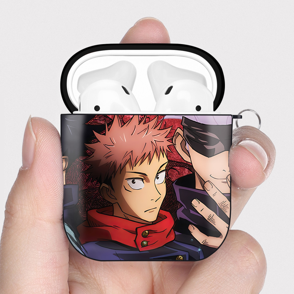 （画像用） 呪術廻戦 Jujutsu Kaisen AirPods 第2世代保護ケース ハードシェル ブラック 耐衝撃・防指紋・カラビナ付き