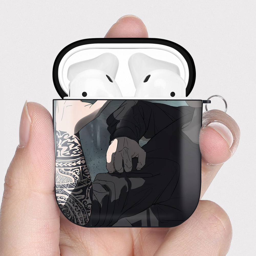 （画像用） 呪術廻戦 Jujutsu Kaisen AirPods 第2世代保護ケース ハードシェル ブラック 耐衝撃・防指紋・カラビナ付き