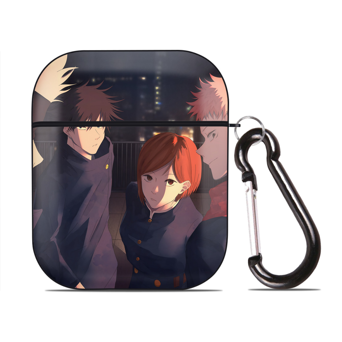 （画像用） 呪術廻戦 Jujutsu Kaisen AirPods 第2世代保護ケース ハードシェル ブラック 耐衝撃・防指紋・カラビナ付き