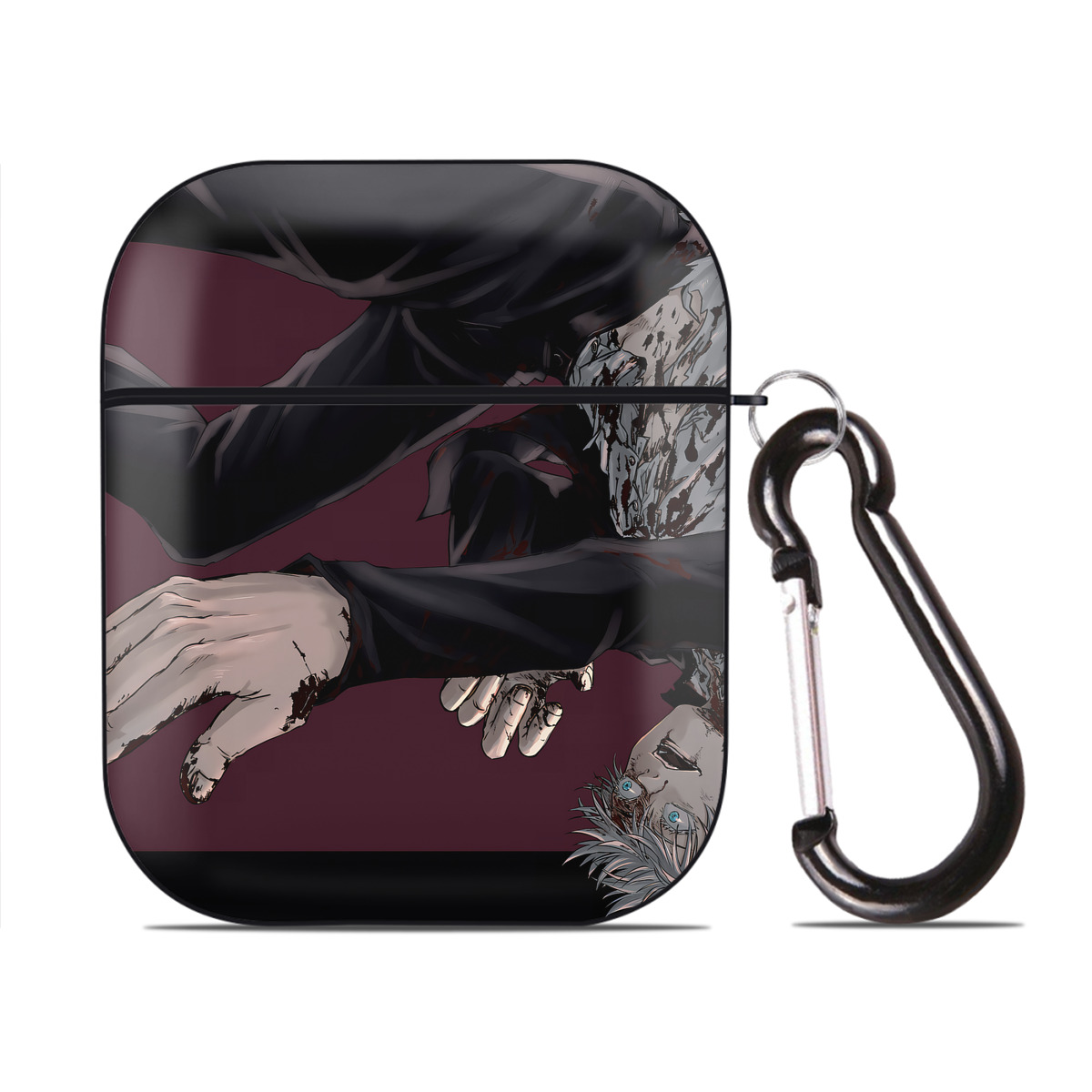 （画像用） 呪術廻戦 Jujutsu Kaisen AirPods 第2世代保護ケース ハードシェル ブラック 耐衝撃・防指紋・カラビナ付き