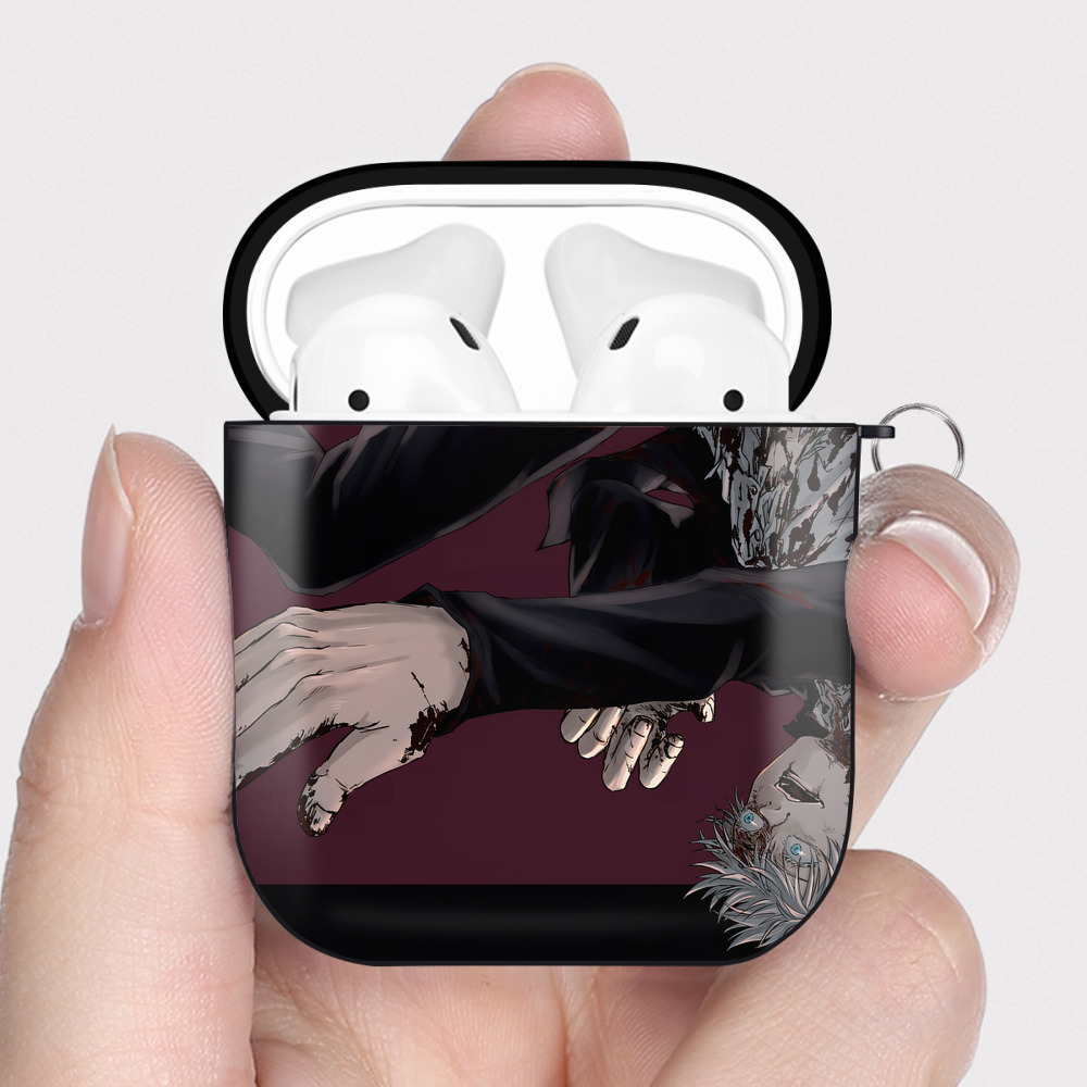 （画像用） 呪術廻戦 Jujutsu Kaisen AirPods 第2世代保護ケース ハードシェル ブラック 耐衝撃・防指紋・カラビナ付き