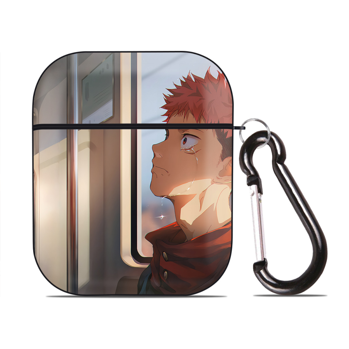 （画像用） 呪術廻戦 Jujutsu Kaisen AirPods 第2世代保護ケース ハードシェル ブラック 耐衝撃・防指紋・カラビナ付き