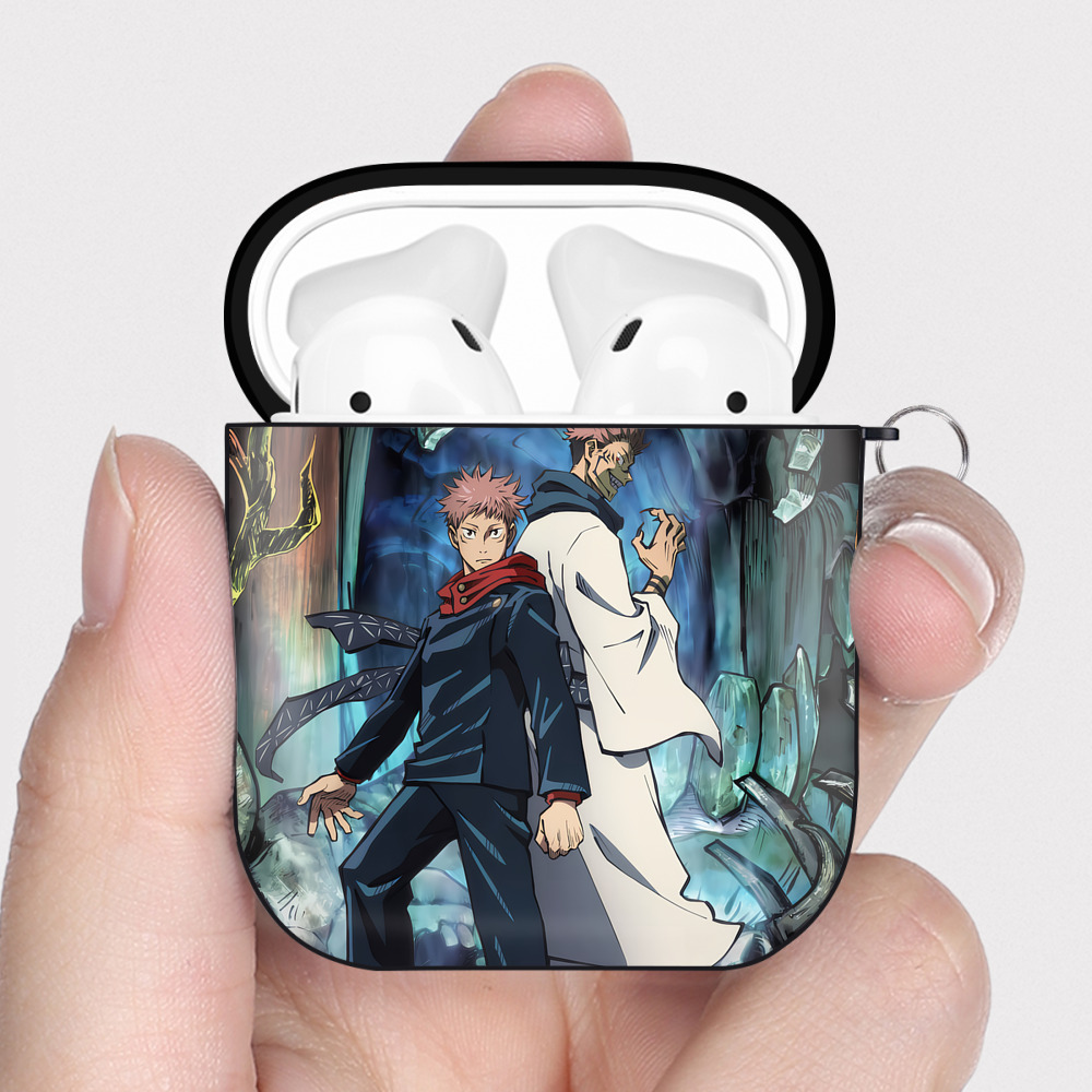 （画像用） 呪術廻戦 Jujutsu Kaisen AirPods 第2世代保護ケース ハードシェル ブラック 耐衝撃・防指紋・カラビナ付き