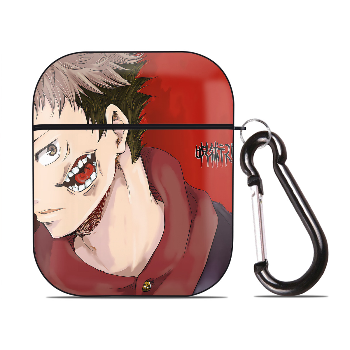 （画像用） 呪術廻戦 Jujutsu Kaisen AirPods 第2世代保護ケース ハードシェル ブラック 耐衝撃・防指紋・カラビナ付き
