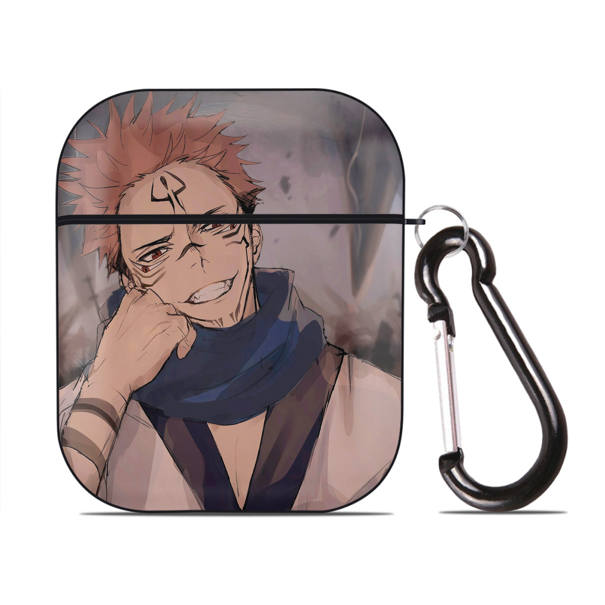 （画像用） 呪術廻戦 Jujutsu Kaisen AirPods 第2世代保護ケース ハードシェル ブラック 耐衝撃・防指紋・カラビナ付き