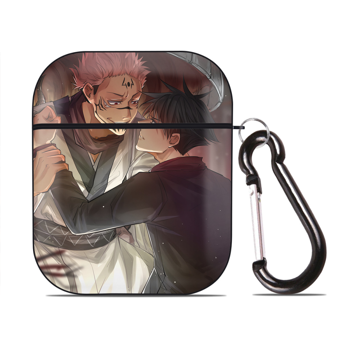（画像用） 呪術廻戦 Jujutsu Kaisen AirPods 第2世代保護ケース ハードシェル ブラック 耐衝撃・防指紋・カラビナ付き