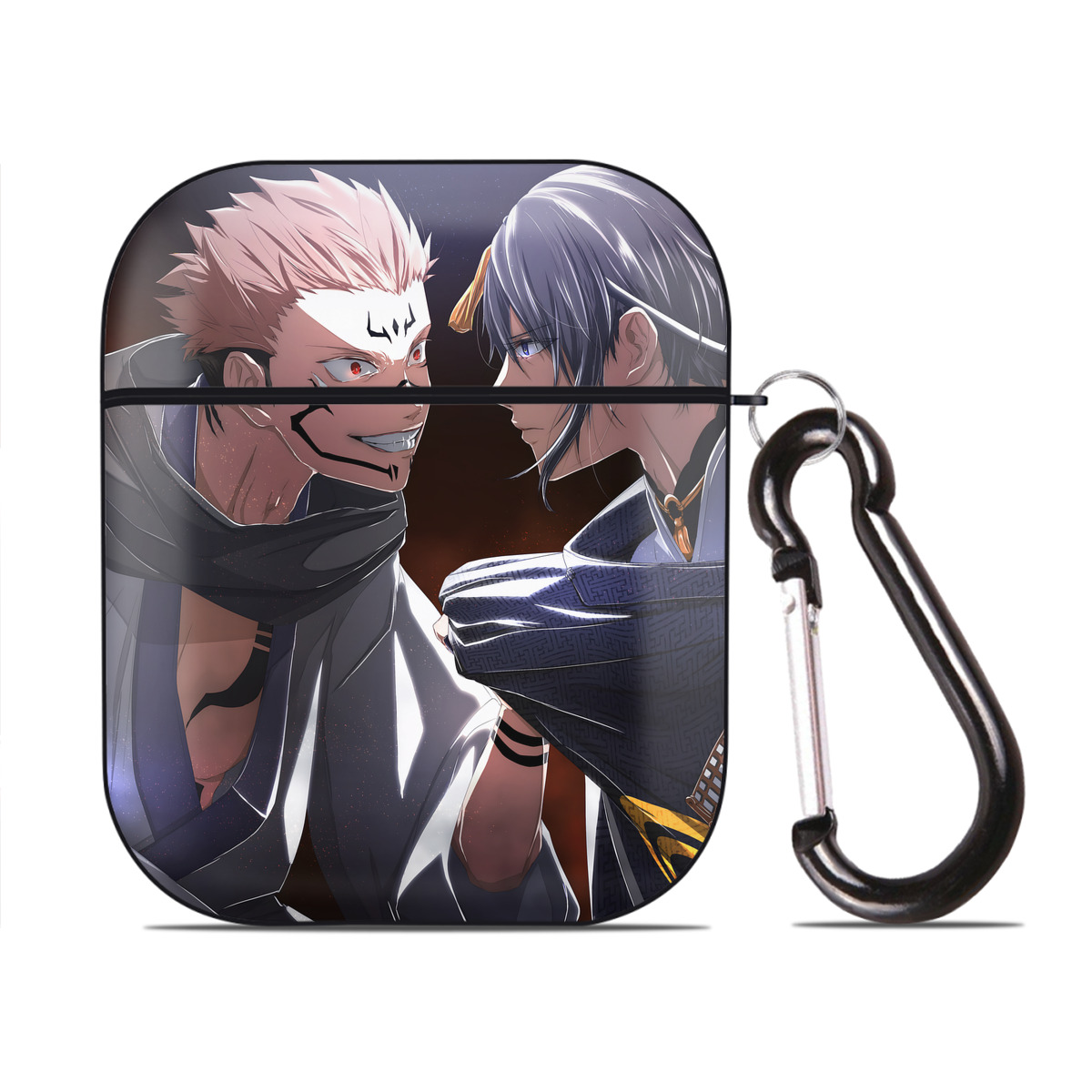 （画像用） 呪術廻戦 Jujutsu Kaisen AirPods 第2世代保護ケース ハードシェル ブラック 耐衝撃・防指紋・カラビナ付き