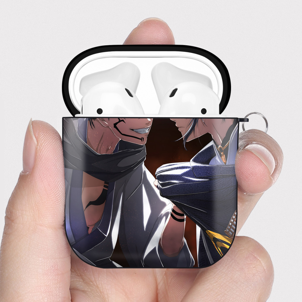 （画像用） 呪術廻戦 Jujutsu Kaisen AirPods 第2世代保護ケース ハードシェル ブラック 耐衝撃・防指紋・カラビナ付き