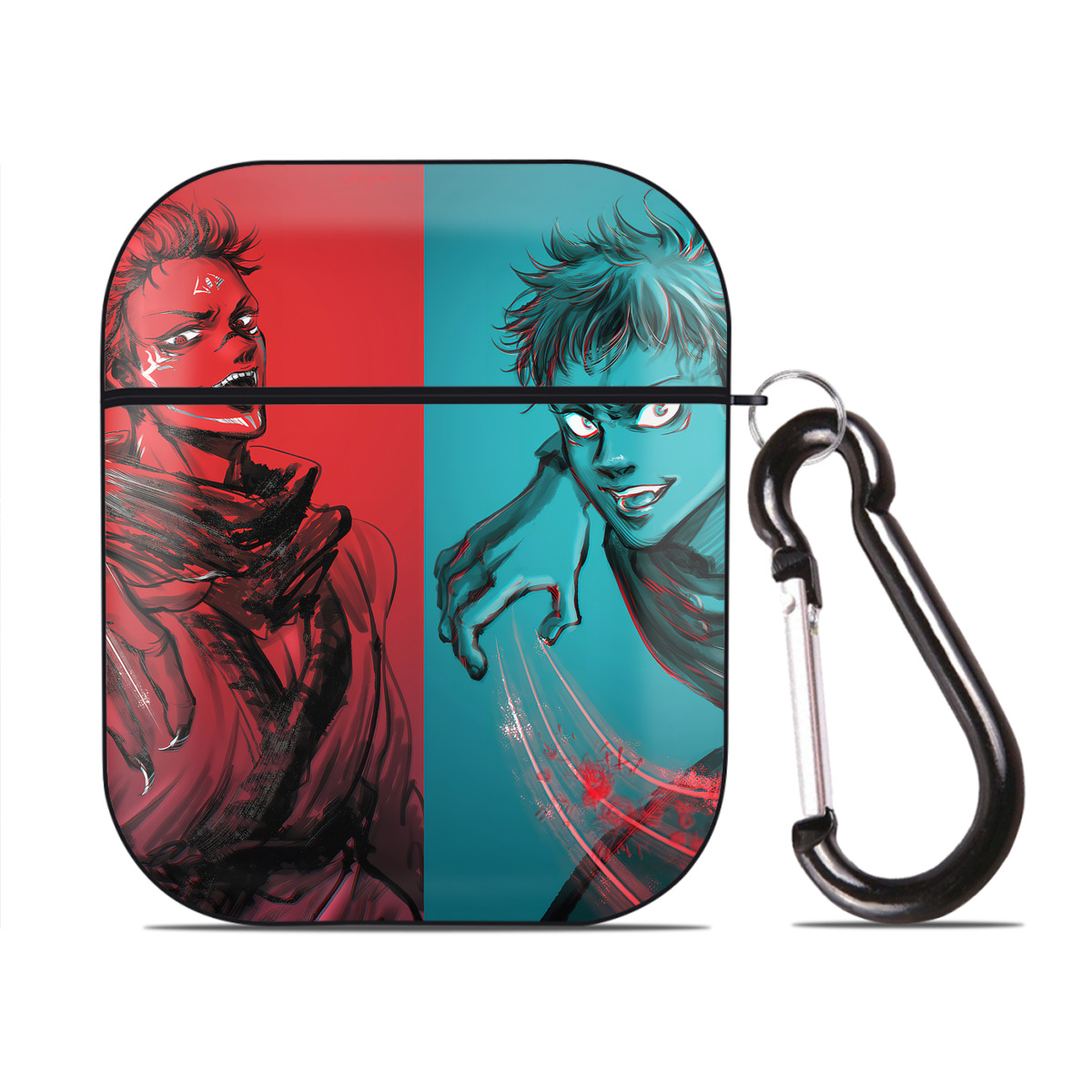 （画像用） 呪術廻戦 Jujutsu Kaisen AirPods 第2世代保護ケース ハードシェル ブラック 耐衝撃・防指紋・カラビナ付き