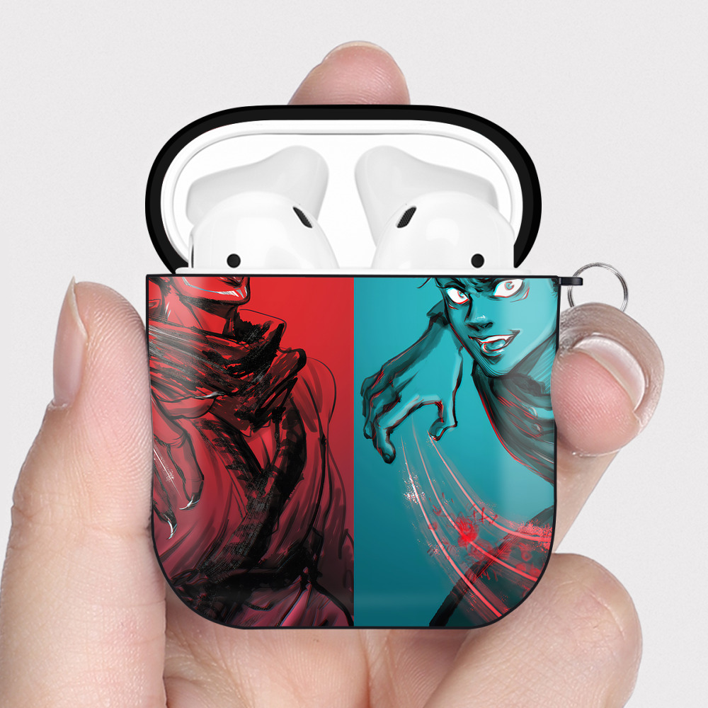 （画像用） 呪術廻戦 Jujutsu Kaisen AirPods 第2世代保護ケース ハードシェル ブラック 耐衝撃・防指紋・カラビナ付き