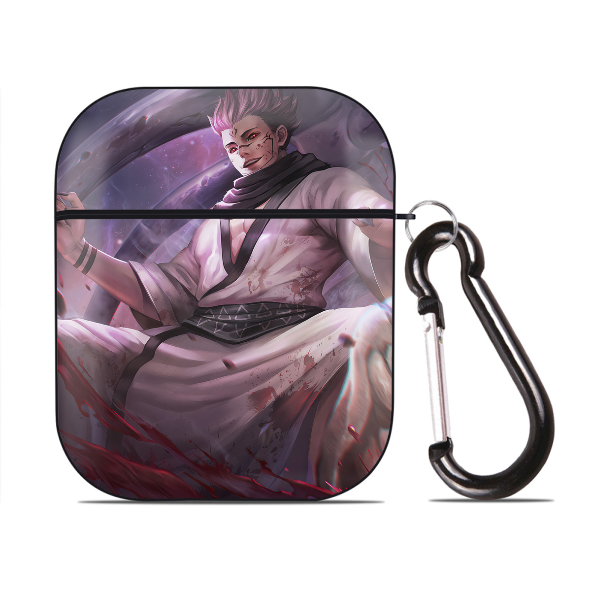 （画像用） 呪術廻戦 Jujutsu Kaisen AirPods 第2世代保護ケース ハードシェル ブラック 耐衝撃・防指紋・カラビナ付き