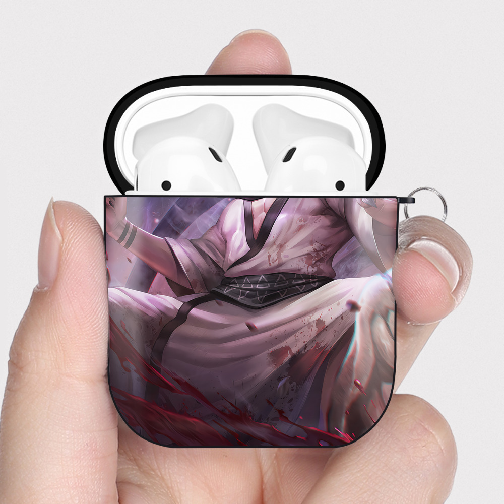 （画像用） 呪術廻戦 Jujutsu Kaisen AirPods 第2世代保護ケース ハードシェル ブラック 耐衝撃・防指紋・カラビナ付き