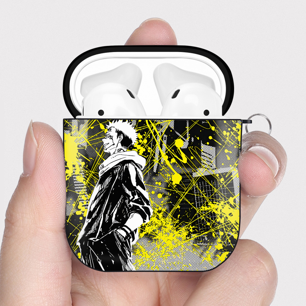 （画像用） 呪術廻戦 Jujutsu Kaisen AirPods 第2世代保護ケース ハードシェル ブラック 耐衝撃・防指紋・カラビナ付き