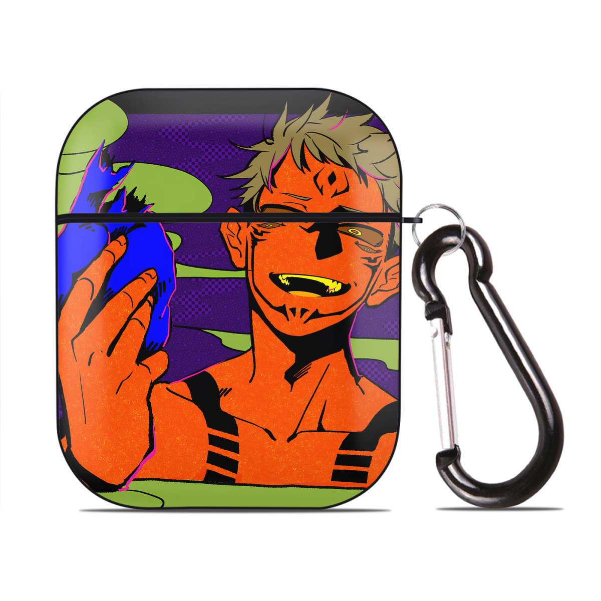 （画像用） 呪術廻戦 Jujutsu Kaisen AirPods 第2世代保護ケース ハードシェル ブラック 耐衝撃・防指紋・カラビナ付き