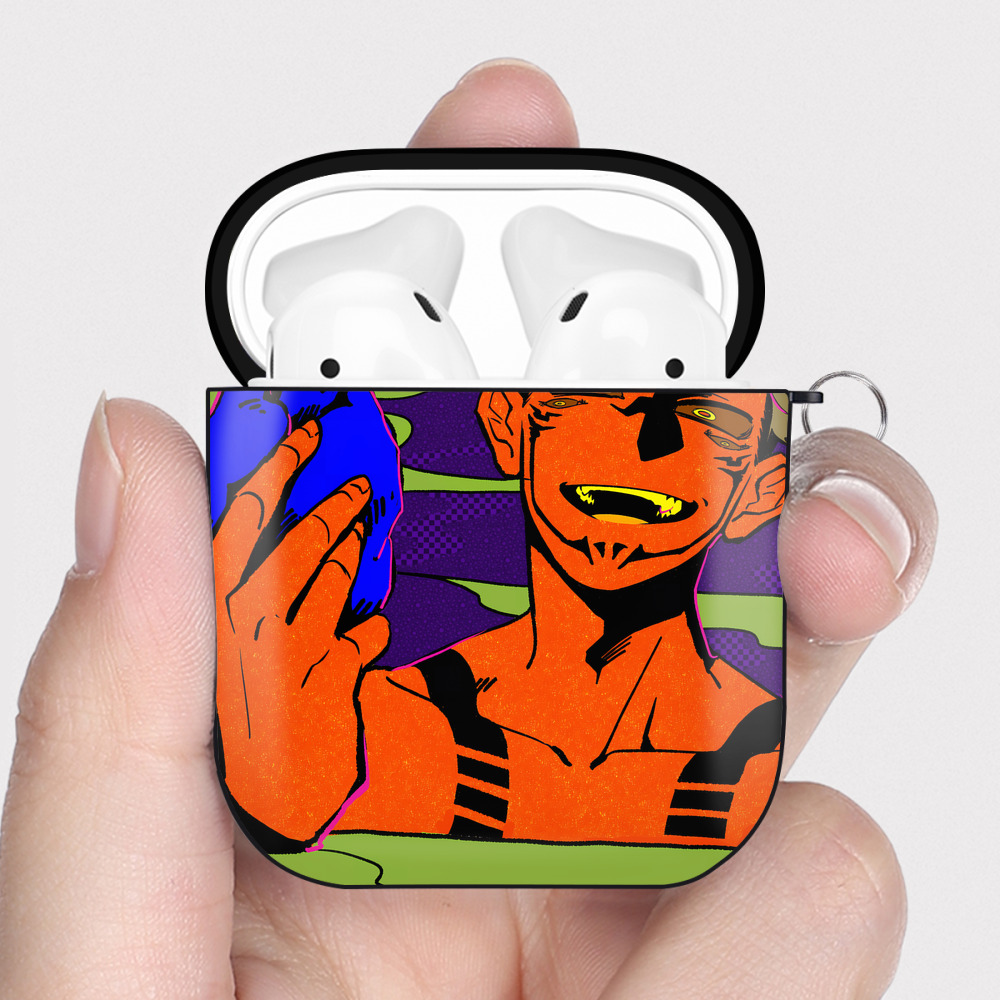 （画像用） 呪術廻戦 Jujutsu Kaisen AirPods 第2世代保護ケース ハードシェル ブラック 耐衝撃・防指紋・カラビナ付き