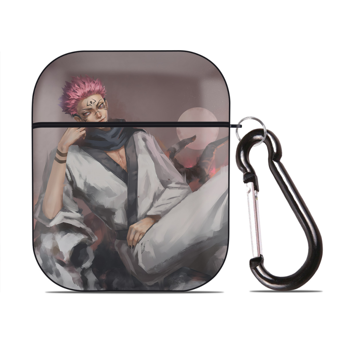 （画像用） 呪術廻戦 Jujutsu Kaisen AirPods 第2世代保護ケース ハードシェル ブラック 耐衝撃・防指紋・カラビナ付き