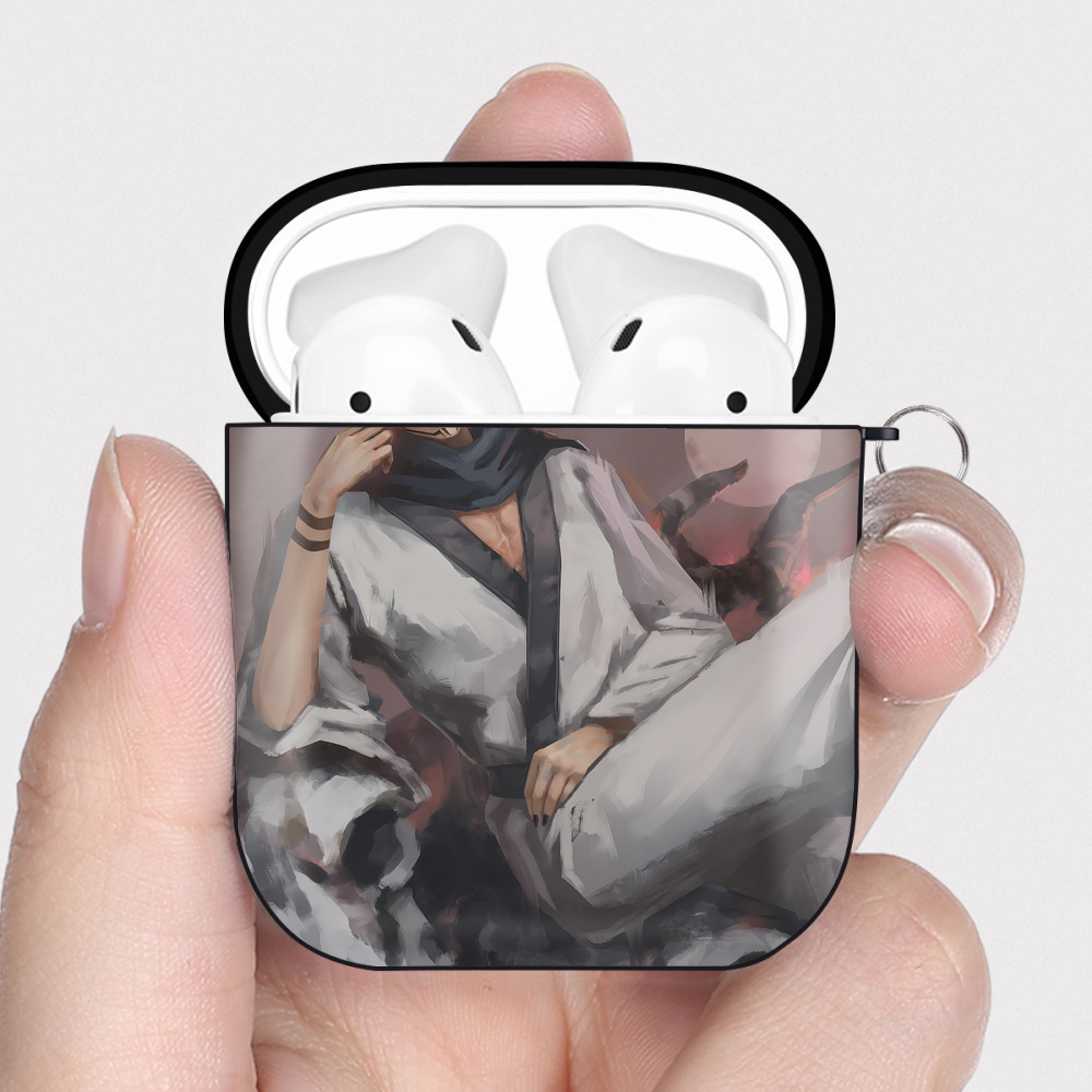 （画像用） 呪術廻戦 Jujutsu Kaisen AirPods 第2世代保護ケース ハードシェル ブラック 耐衝撃・防指紋・カラビナ付き