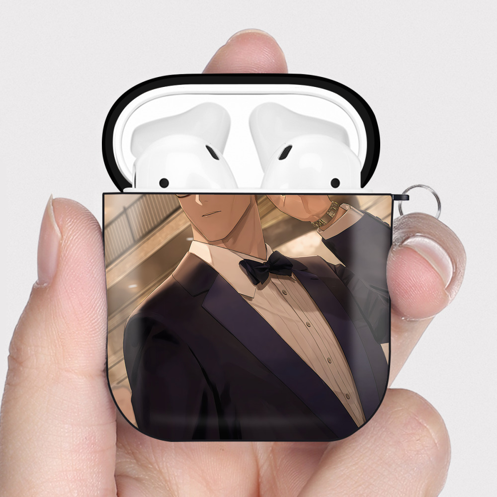 （画像用） 呪術廻戦 Jujutsu Kaisen AirPods 第2世代保護ケース ハードシェル ブラック 耐衝撃・防指紋・カラビナ付き