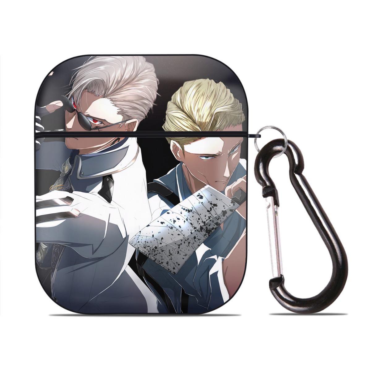 （画像用） 呪術廻戦 Jujutsu Kaisen AirPods 第2世代保護ケース ハードシェル ブラック 耐衝撃・防指紋・カラビナ付き
