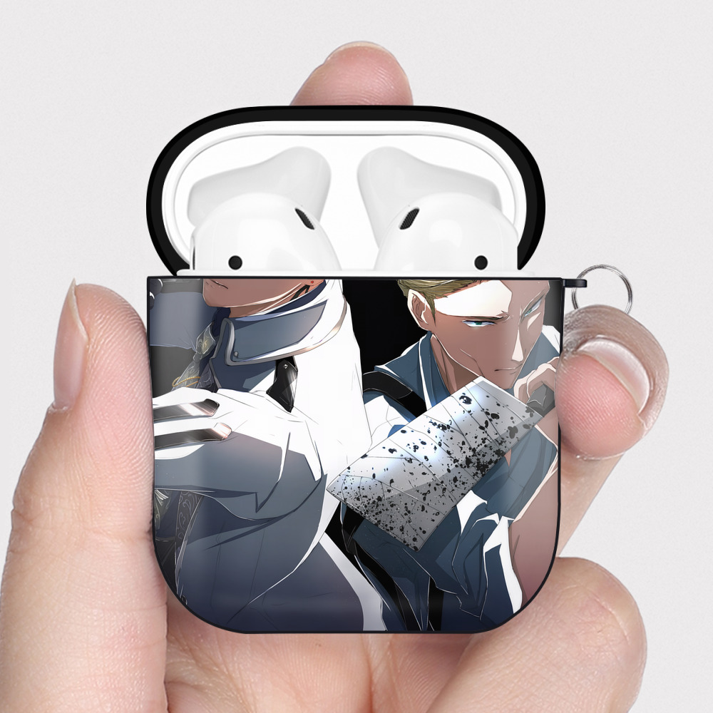 （画像用） 呪術廻戦 Jujutsu Kaisen AirPods 第2世代保護ケース ハードシェル ブラック 耐衝撃・防指紋・カラビナ付き