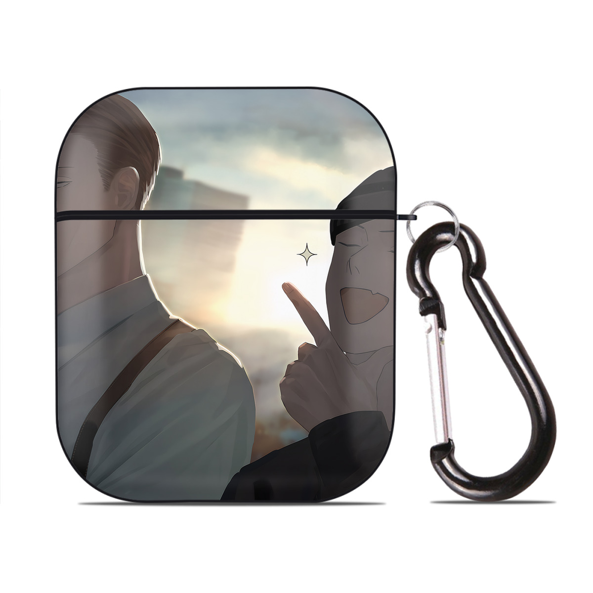 （画像用） 呪術廻戦 Jujutsu Kaisen AirPods 第2世代保護ケース ハードシェル ブラック 耐衝撃・防指紋・カラビナ付き