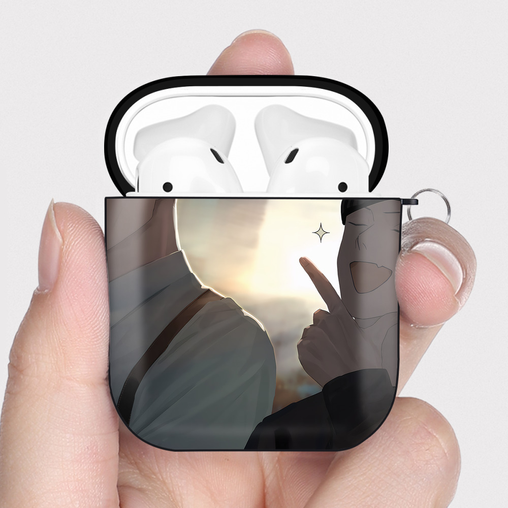 （画像用） 呪術廻戦 Jujutsu Kaisen AirPods 第2世代保護ケース ハードシェル ブラック 耐衝撃・防指紋・カラビナ付き