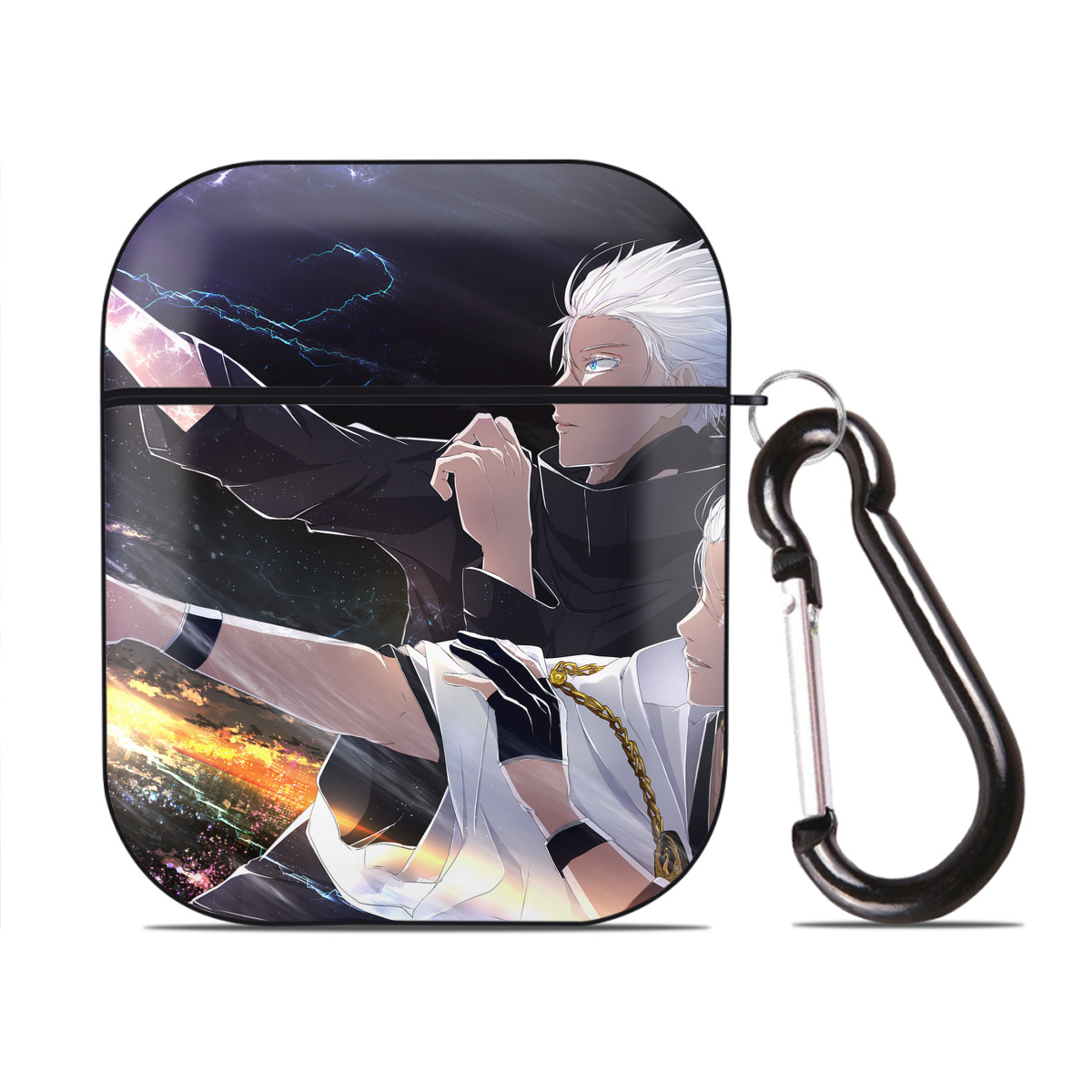 （画像用） 呪術廻戦 Jujutsu Kaisen AirPods 第2世代保護ケース ハードシェル ブラック 耐衝撃・防指紋・カラビナ付き