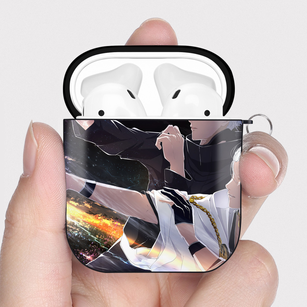 （画像用） 呪術廻戦 Jujutsu Kaisen AirPods 第2世代保護ケース ハードシェル ブラック 耐衝撃・防指紋・カラビナ付き