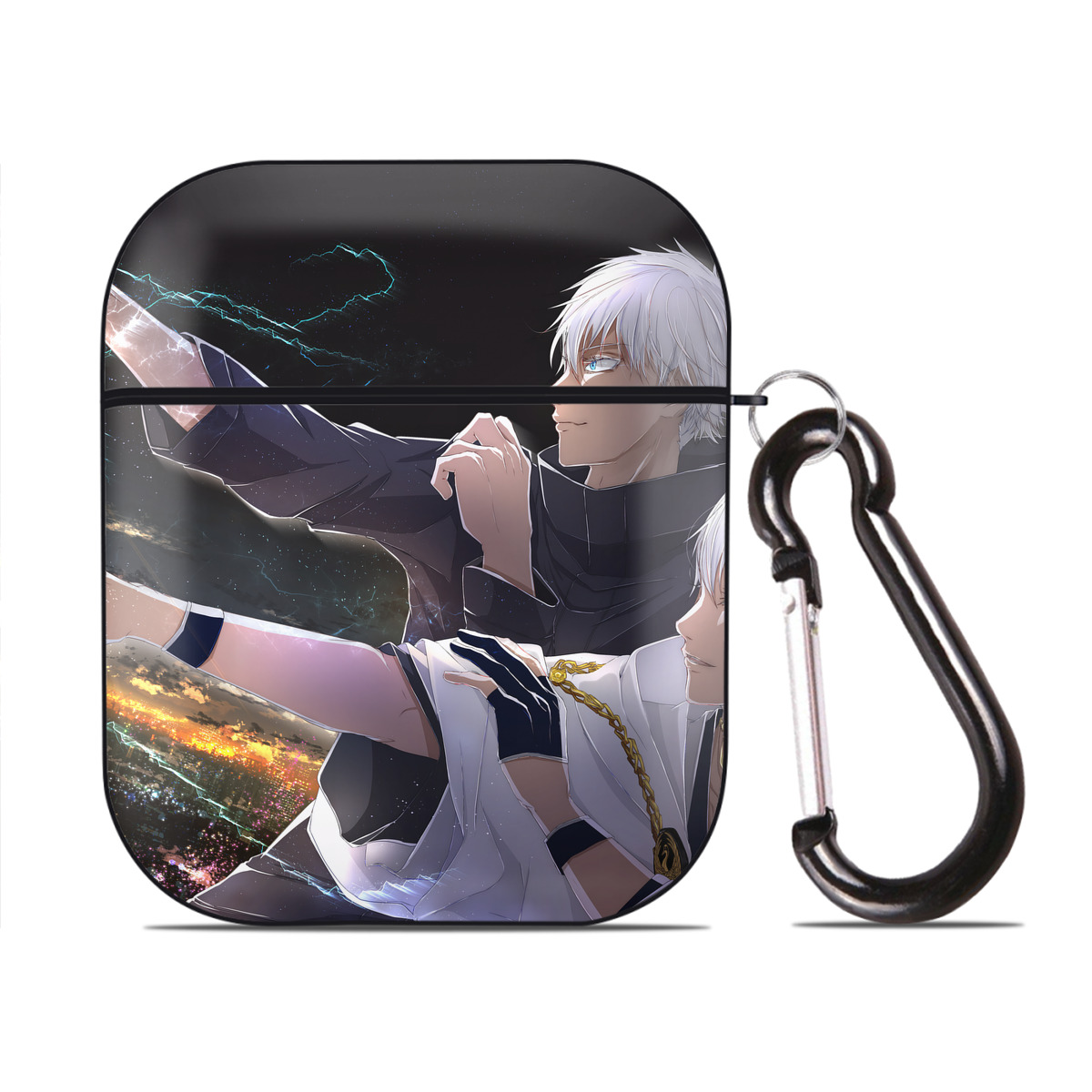 （画像用） 呪術廻戦 Jujutsu Kaisen AirPods 第2世代保護ケース ハードシェル ブラック 耐衝撃・防指紋・カラビナ付き