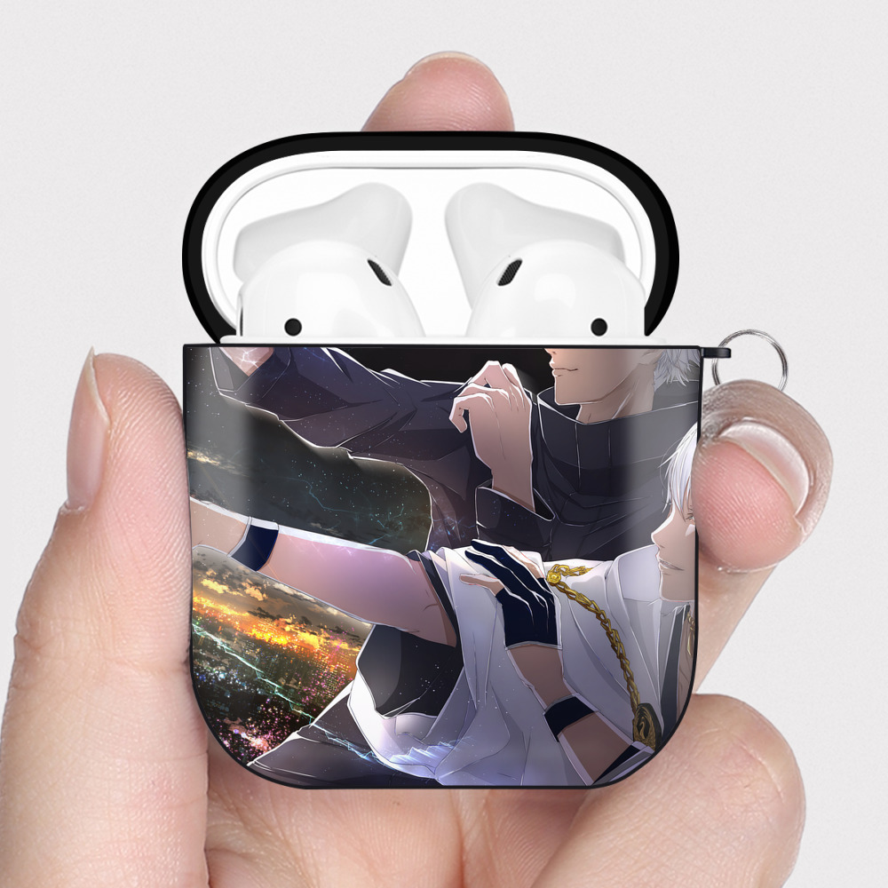 （画像用） 呪術廻戦 Jujutsu Kaisen AirPods 第2世代保護ケース ハードシェル ブラック 耐衝撃・防指紋・カラビナ付き