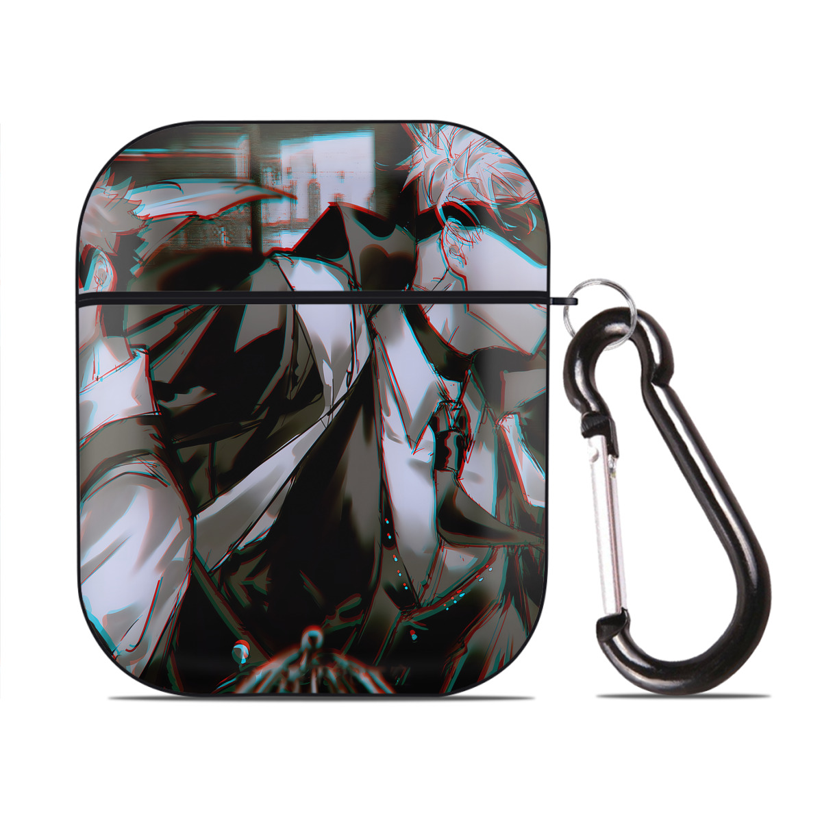 （画像用） 呪術廻戦 Jujutsu Kaisen AirPods 第2世代保護ケース ハードシェル ブラック 耐衝撃・防指紋・カラビナ付き