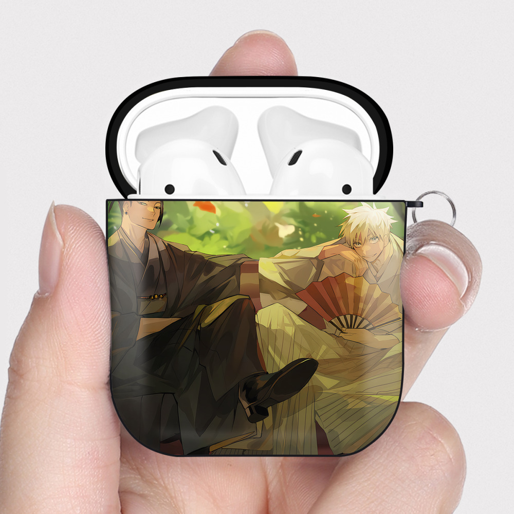 （画像用） 呪術廻戦 Jujutsu Kaisen AirPods 第2世代保護ケース ハードシェル ブラック 耐衝撃・防指紋・カラビナ付き