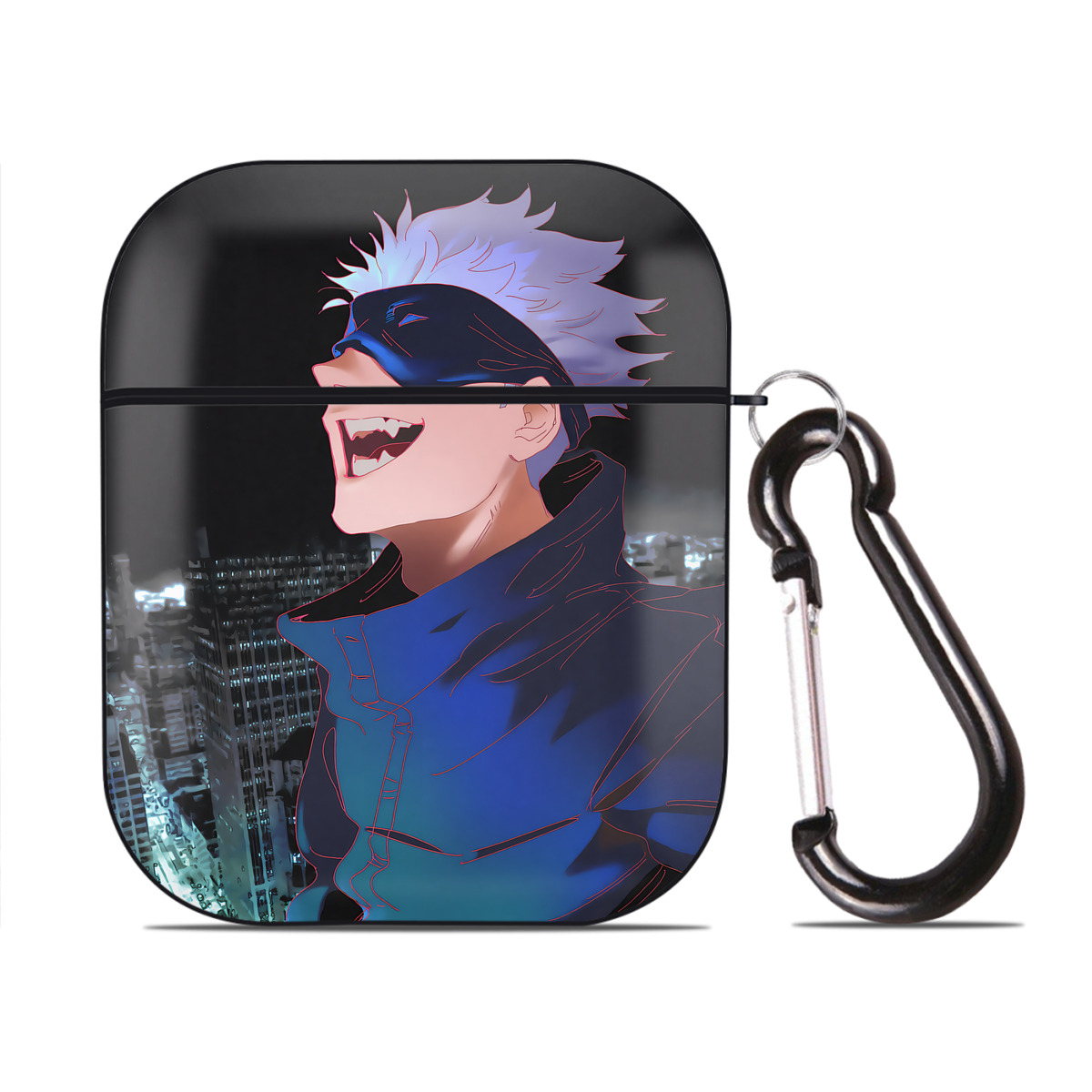 （画像用） 呪術廻戦 Jujutsu Kaisen AirPods 第2世代保護ケース ハードシェル ブラック 耐衝撃・防指紋・カラビナ付き