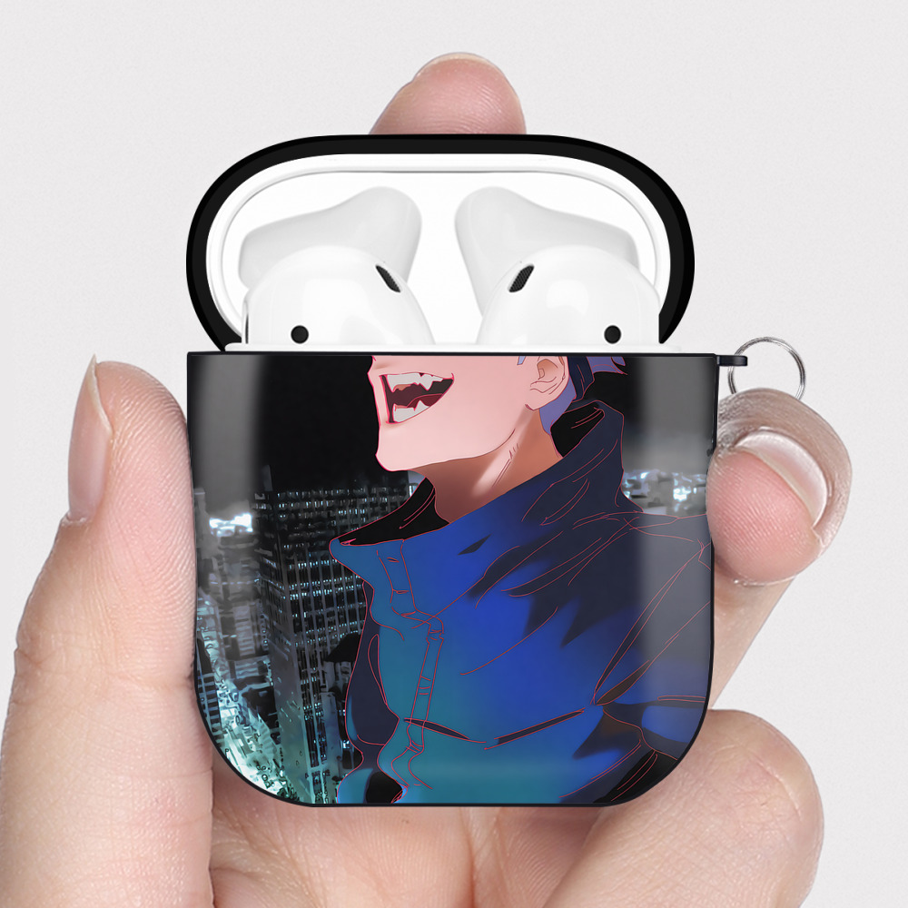 （画像用） 呪術廻戦 Jujutsu Kaisen AirPods 第2世代保護ケース ハードシェル ブラック 耐衝撃・防指紋・カラビナ付き