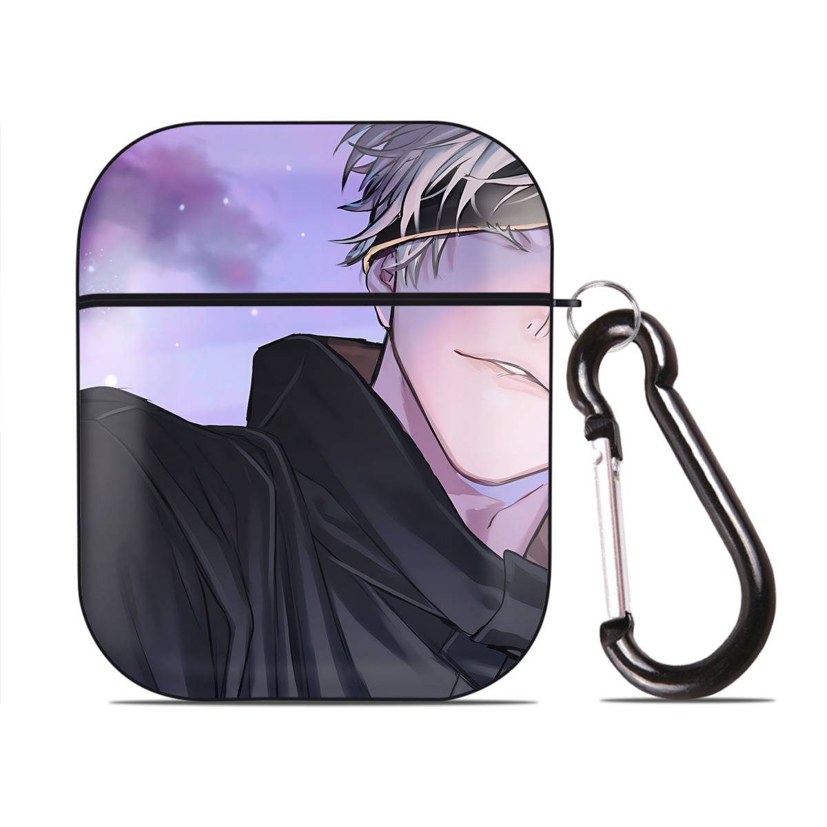 （画像用） 呪術廻戦 Jujutsu Kaisen AirPods 第2世代保護ケース ハードシェル ブラック 耐衝撃・防指紋・カラビナ付き