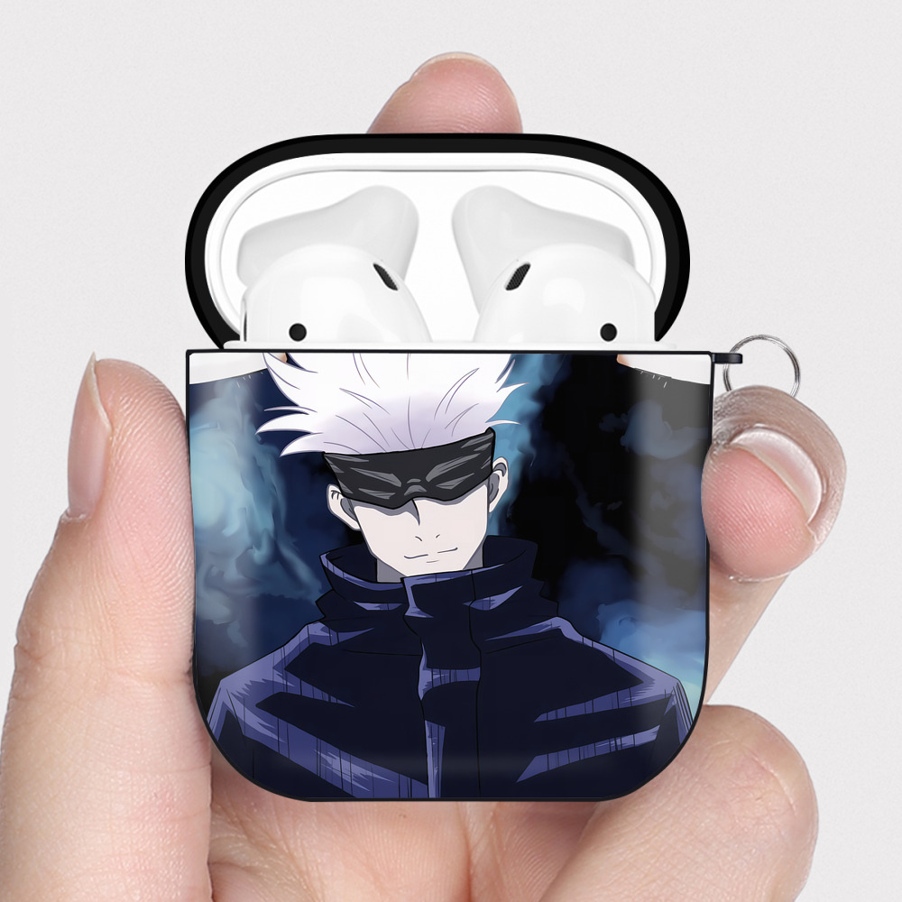 （画像用） 呪術廻戦 Jujutsu Kaisen AirPods 第2世代保護ケース ハードシェル ブラック 耐衝撃・防指紋・カラビナ付き